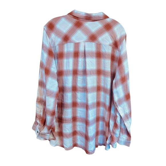 Terra & Sky Womans Plaid Button zip blouse Sz 3X NWT - Picture 2 of 7